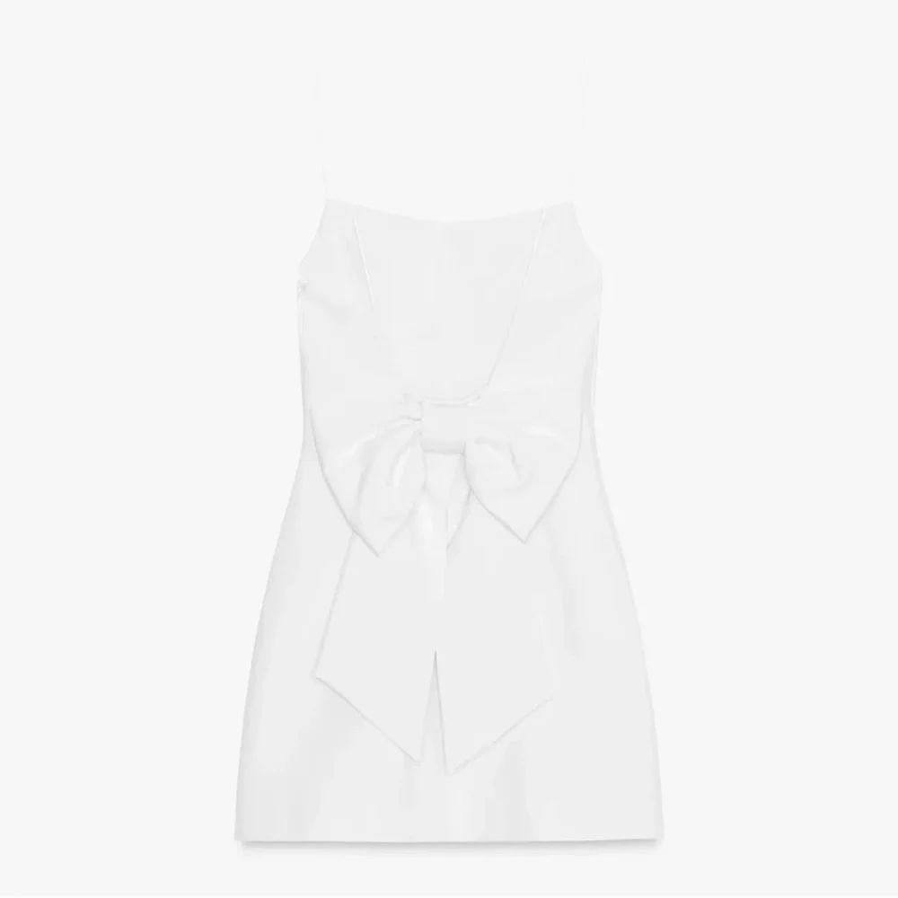 Zara White Bow Mini Dress - Picture 4 of 8
